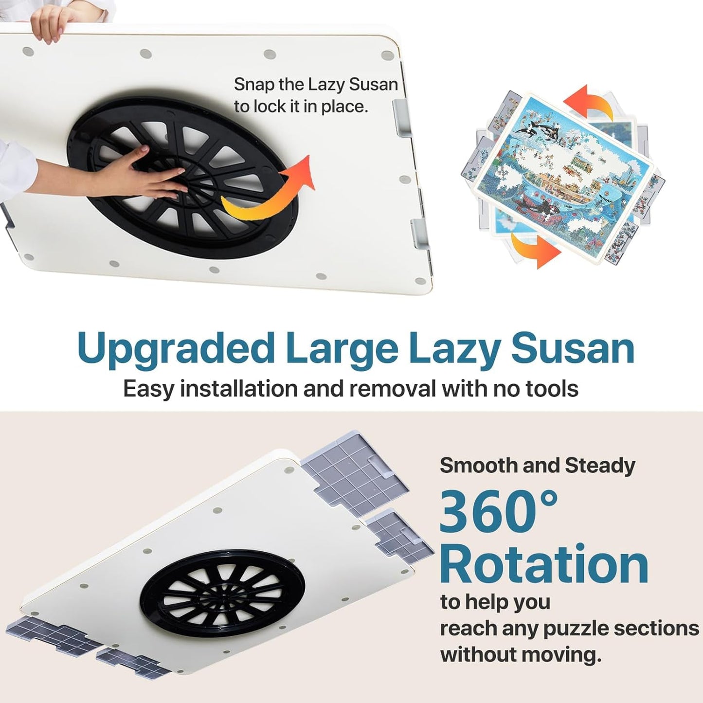 1500 Piece Rotating Puzzle Board – Large, Gray Drawers