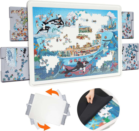 1500 Piece Rotating Puzzle Board – Large, Gray Drawers