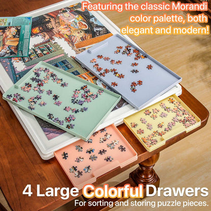 colorful sorting drawers for organizing puzzle pieces by color or shape