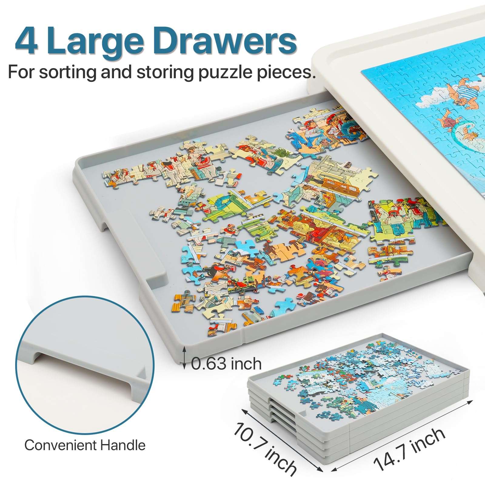 1500 Piece Rotating Puzzle Board – Large, Gray Drawers