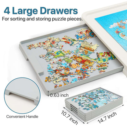1500 Piece Rotating Puzzle Board – Large, Gray Drawers