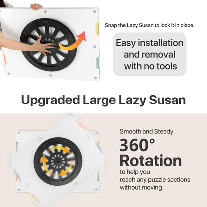snap-in lazy susan base for 360 degree rotation of puzzle board