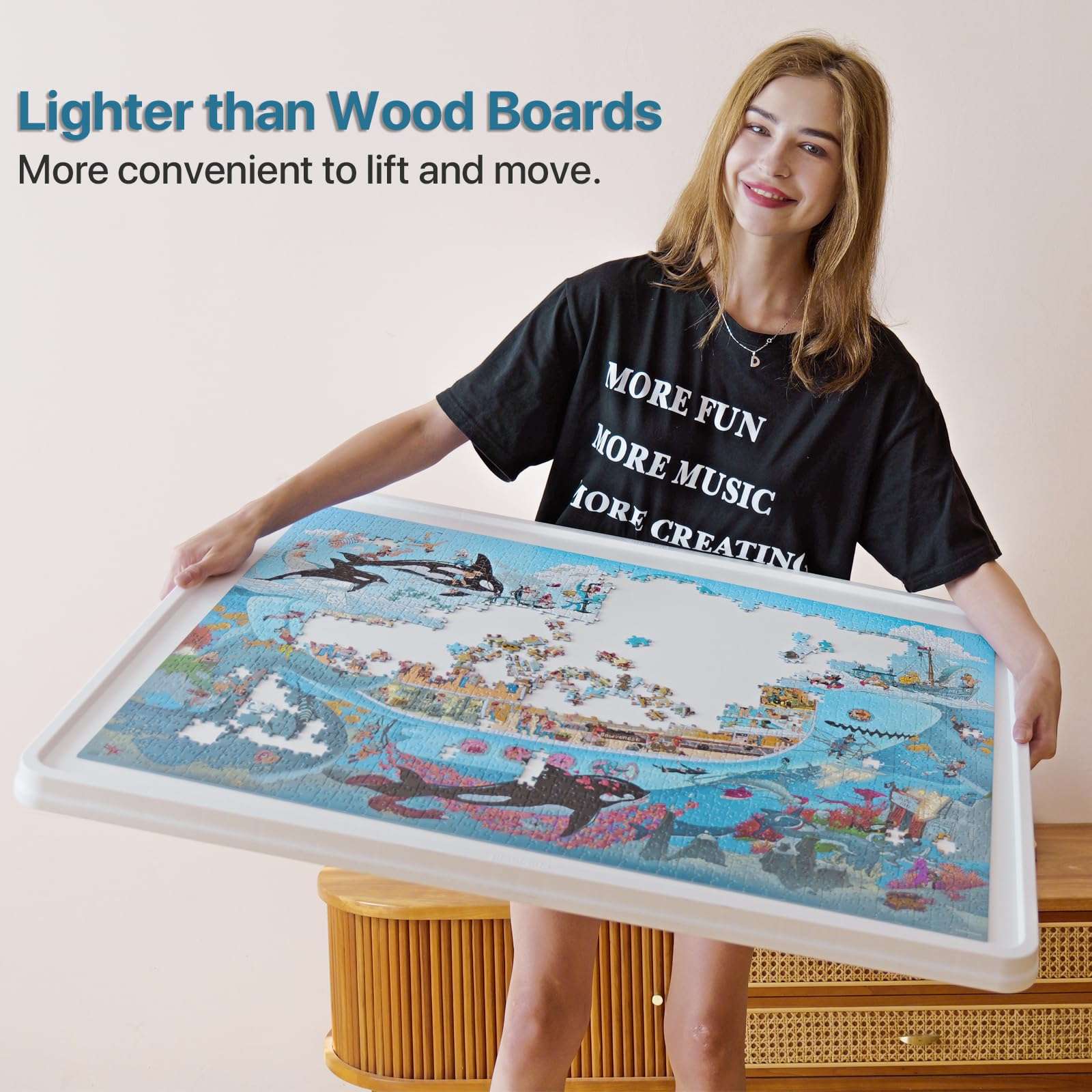 1500 Piece Rotating Puzzle Board – Large, Gray Drawers