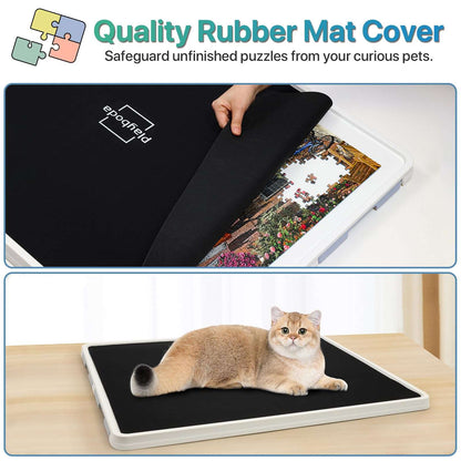 rubber mat cover for puzzle protection with cat sitting on Playboda puzzle board