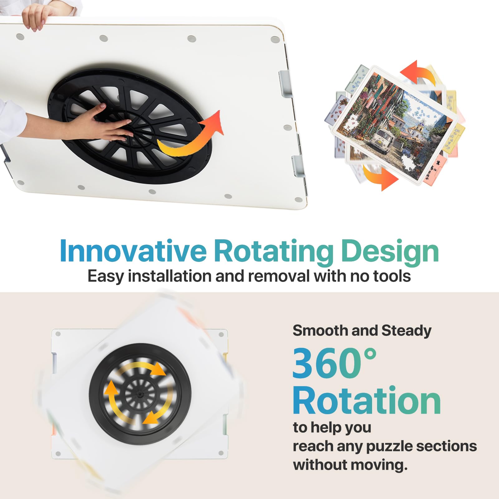 360 degree rotating lazy susan design under Playboda 1500 piece puzzle board